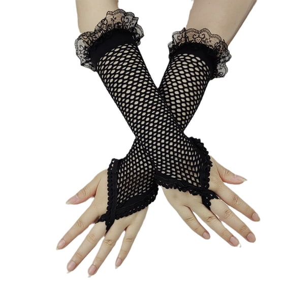 Lace Fishnet Gloves Comfortable And Flexibility Fingerless Gloves For Party Enthusiasts And Fashion Forward Individuals