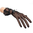 thumbnail image 1 of Lace Fishnet Gloves Elegant Short Courtesy Summer Gloves Wrist Length Floral Mittens for Women Girls Wedding Party Black, 1 of 6