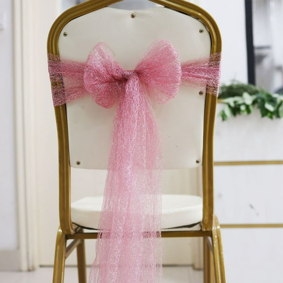 Lace Floral Chair Covers for Wedding Decor - Nylon Spandex with 3D Bow Back, Removable Pleated Ribbon Streamers, Easy Install, One-Piece Set