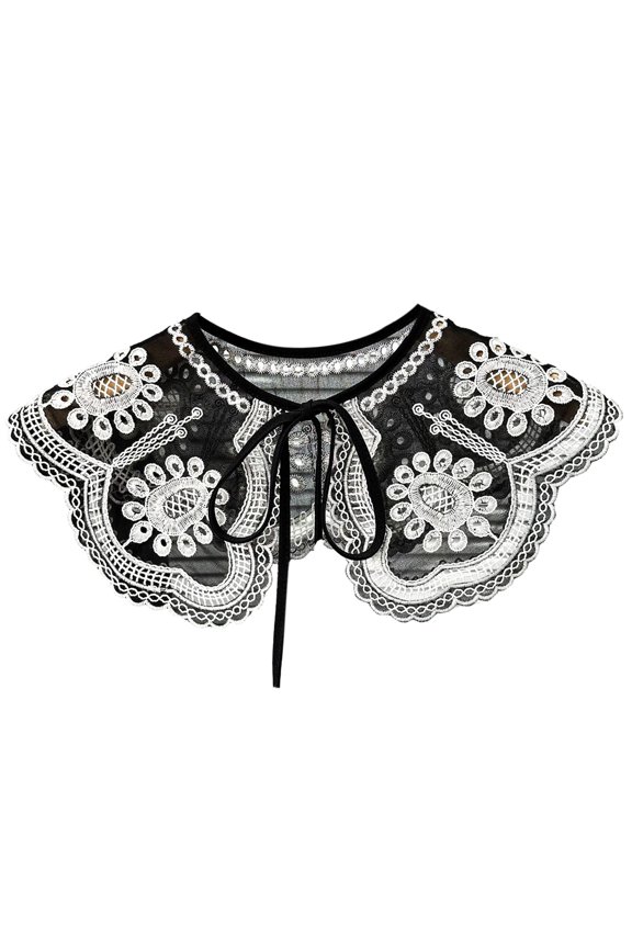 Lace Floral Collar Elegant Sweet Girls Blouse Collar Detachable for Lady Delicate Embroidery Collar Floral Pattern