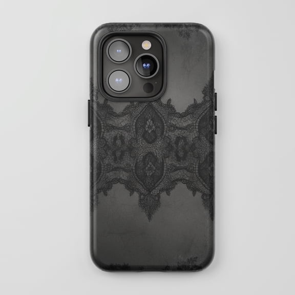Lace Floral Design For All iPhone Series Tough Phone Case Gothic Black