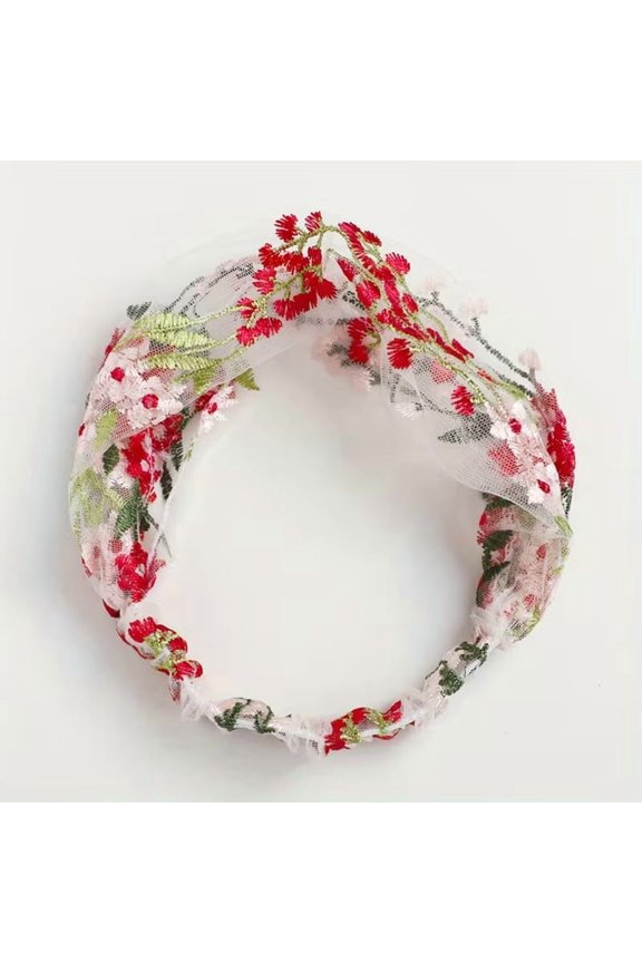 Lace Floral Embroidery Wide Brim Headband for Women - Elegant Hair Accessory for Makeup & Face Washing