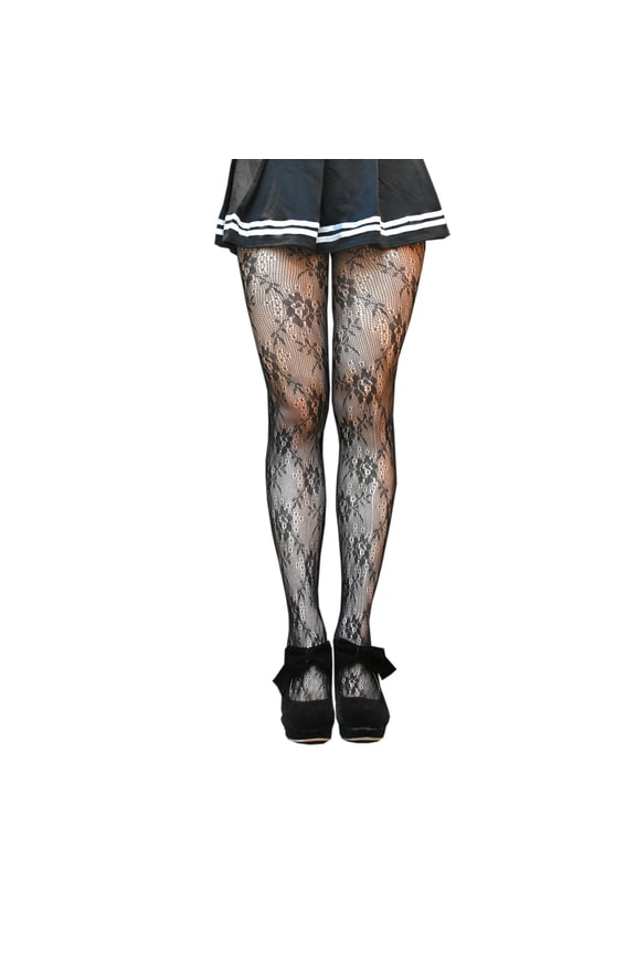 Lace Floral Fishnet Stockings Flower Baroque Fairycore Patterned Tights