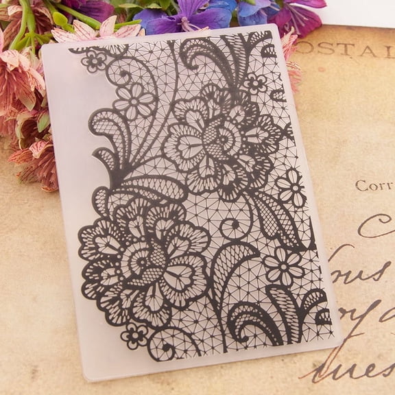 Lace Floral Pattern 3D Embossing Folder, Ouginx 4.1x5.8 inch 3D Textured Plate Templates for Card Making Scrapbooking Paper Craft Tool