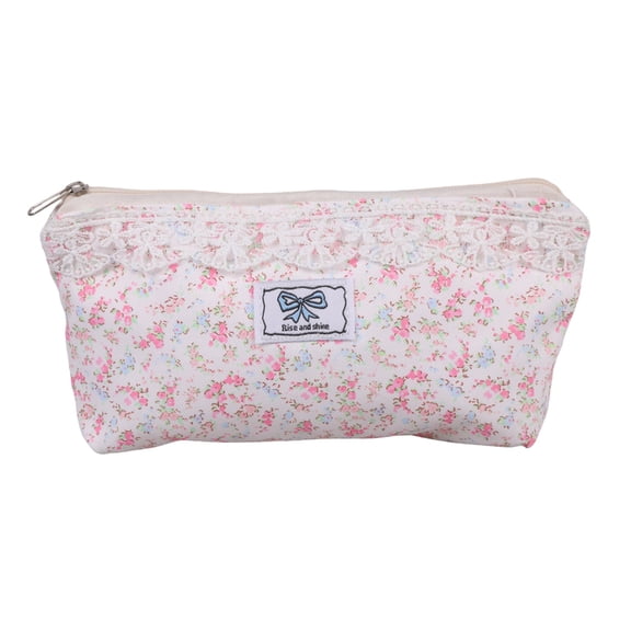 Lace Floral Pen Bag Large Capacity Pencil Case Pencil Box For Erasers Rulers Markers Storage