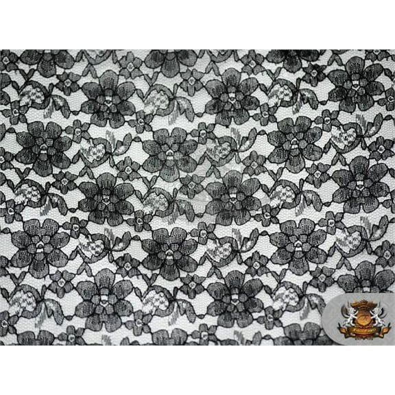 Lace Floral Rachelle Fabric BLACK / 60" Wide / Sold by the yard