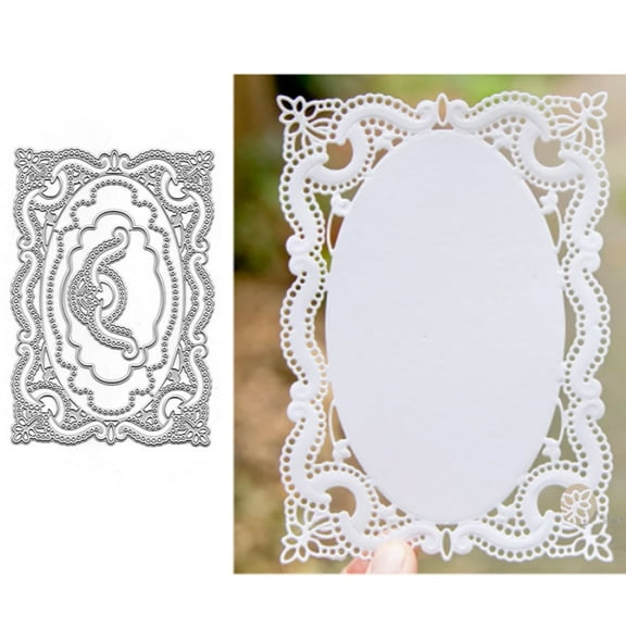 Lace Flower frame Metal Die Cuts, Wedding Lace Edge Hole Rectangular Frame Cutting Dies Cut Stencils for DIY Scrapbooking Album Decorative Embossing Paper Dies Card Making