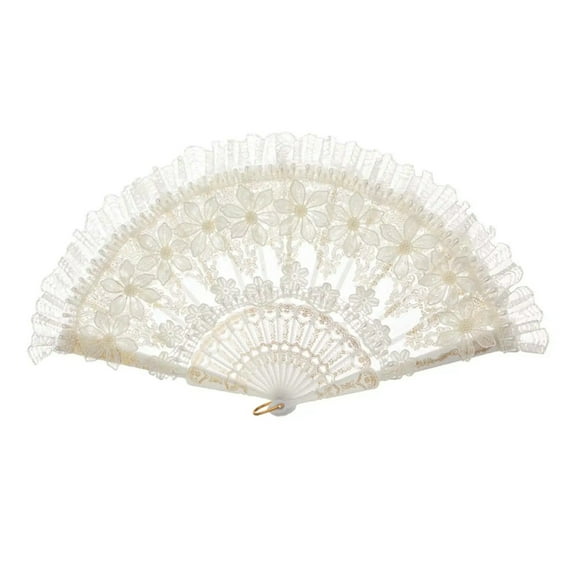 Lace Folding Fan Decoration Foldable White Lace Fan For Photo Props Dancing Party Weddings Cosplay Parties Show