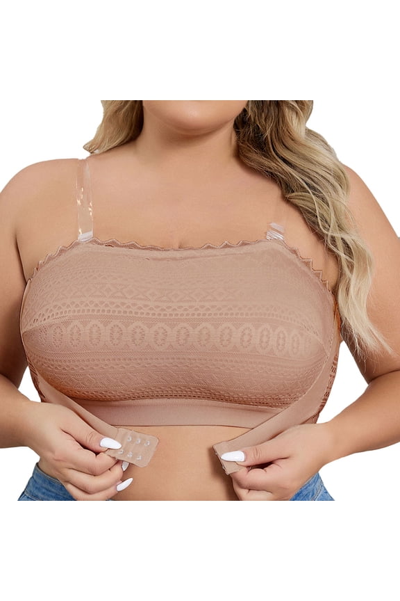 Lace Front Closure Strapless Bra - Backless Design - Nylon/Spandex - All-Season Comfort & Leisure Wear
