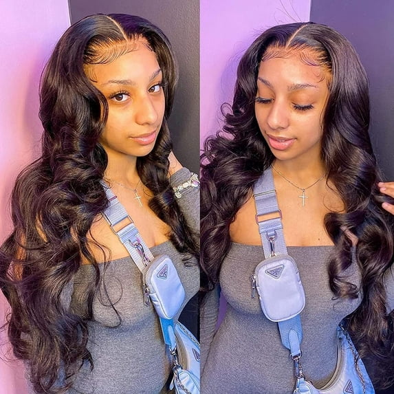 Lace Front Wig Transparent Frontal Glueless HD Human Hair With Baby Pre Plucked Hairline Density Brazilian Wigs For Black Women Black