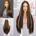 thumbnail image 1 of Lace Front Wigs 200% Density Lace Front Wig Pre Plucked Glueless Wigs Straight Black Synthetic lace front wig HD Lace Frontal Wigs natural Lace Closure Wigs for, 1 of 10