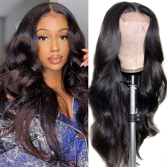 Lace Front Wigs Human Hair Pre Plucked with Baby Hair Glueless Lace Closure Wigs Brazilian Human Hair Wigs for Black Women (16 Inch, Natural Color, 130% Density, Body Wave Wig)