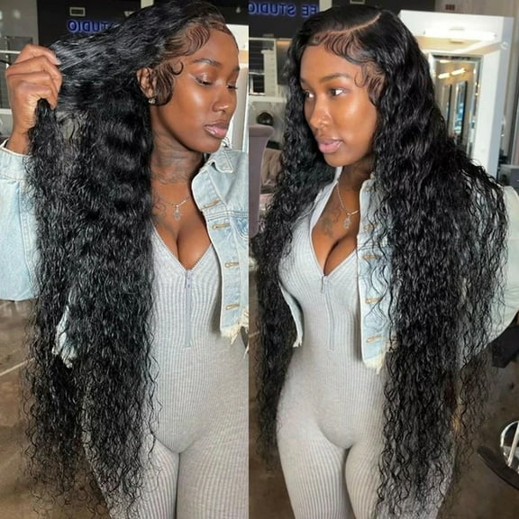 Lace Front Wigs Human Hair Water Wave 13x4 Lace Frontal Wigs Human Hair Wigs for Black Women Human Hair Lace Front Wigs Pre Plucked with Baby Hair Natural Color (18 Inch)