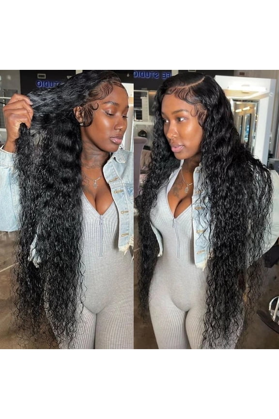 Lace Front Wigs Human Hair Water Wave 13x4 Lace Frontal Wigs Human Hair Wigs for Black Women Human Hair Lace Front Wigs Pre Plucked with Baby Hair Natural Color (20 Inch)