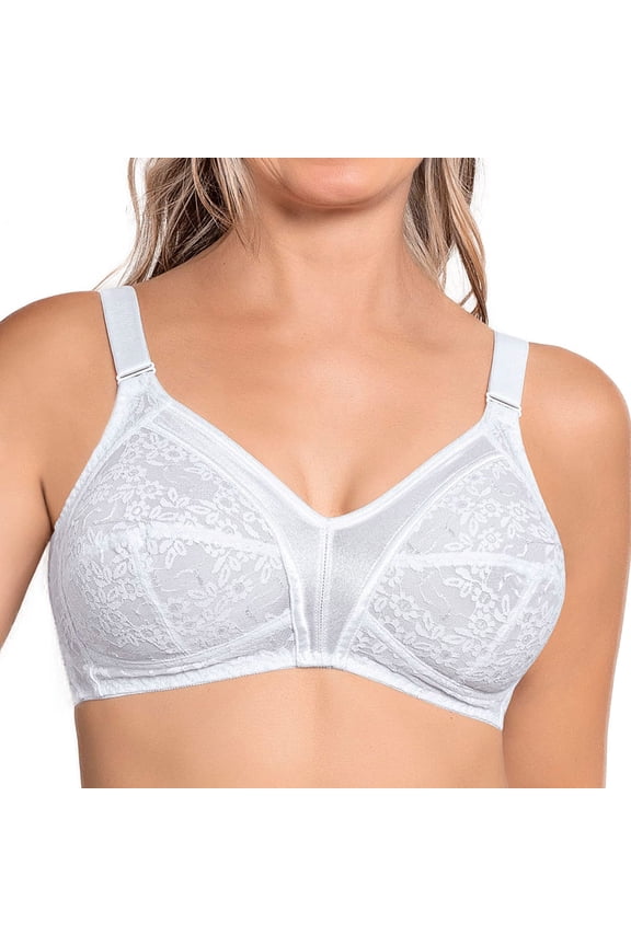 Lace Full Coverage Wireless Bra Comfortable No Wire Bras for Women with Wide Wings