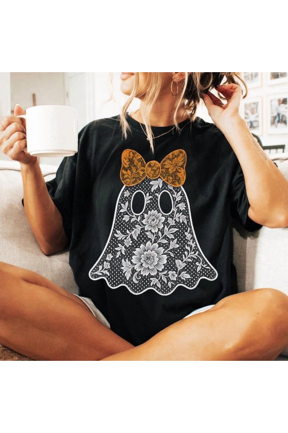 Lace Ghost Shirt Bundle, Boo In Boojee Shirt, Halloween Boo Lace Bow Shirt, Floral Ghost Shirt, Fall Shirt, Autumn Vibes Shirt