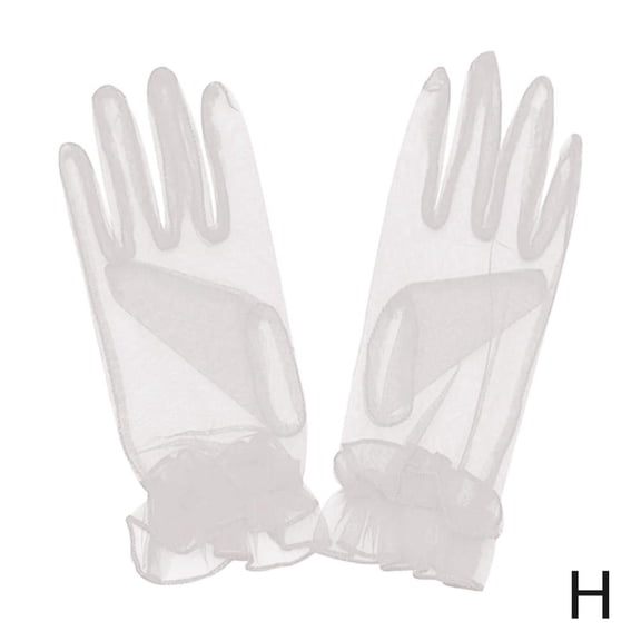 Lace Gloves Costume Women,Wedding Bridal Short Tulle Gloves,Mesh Tulle Gloves Tea For Wedding Opera Party Wrist Evening
