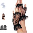 thumbnail image 1 of GPOECD Lace Gloves Short Net Fingerless Wedding Party Sun Protection Mittens for Women Gothic Fancy Black, 1 of 4