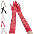 thumbnail image 1 of GPOECD Lace Gloves Women Long Thin Stretch Black Retro Mesh Wedding Party Mittens, 1 of 4