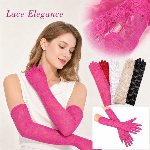 Lace Gloves for Women, Elegant Long Elbow Opera Lace Gloves for Women