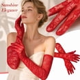thumbnail image 1 of Lace Gloves for Women, Tea Party Long Elegant Opera Lace Gloves Costume Floral Pattern Arm Elbow Length, 1 of 5