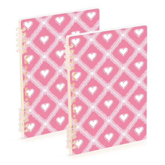 Lace Grid with Hearts Valentine Notebook Detachable Coil Notebook Diary Plan Book A5 Size 60 Pages 1 Pack