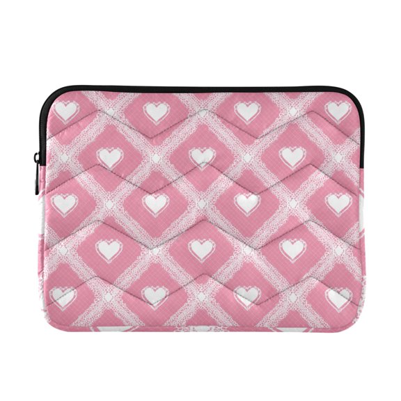 Lace Grid with Hearts Valentine Quilted Laptop Protective Cases Computer Sleeves Tablet Bags Briefcases M