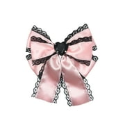 Lace Hair Bow Clip, Pink/Black, Halloween Accesory for Adults, Women's Size, by Way to Celebrate