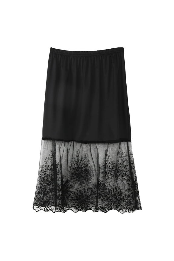 Lace Half Slip Skirts Extender Elastic Waist A-line Hollow Petticoat Underskirt