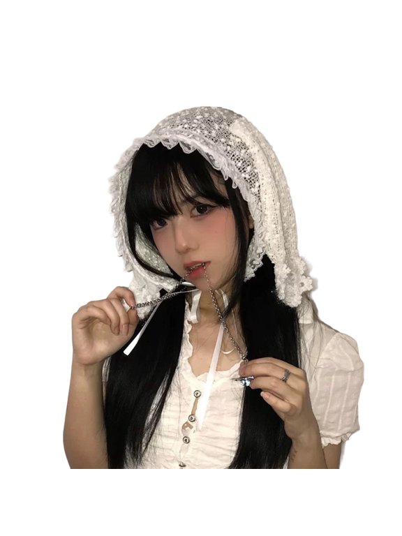 Lace Headscarf Headbands Animes Ears Hair Scarf Bandanas Turban Hairband Women Photo Headwrap Head Covering