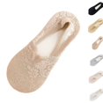 thumbnail image 1 of Lace Hollow Out Invisible No Show Socks Breathable Thin Non Slip Hidden Liner Socks Elegant Soft Boat Socks For Flats Loafers Daily Matching Khaki, 1 of 5