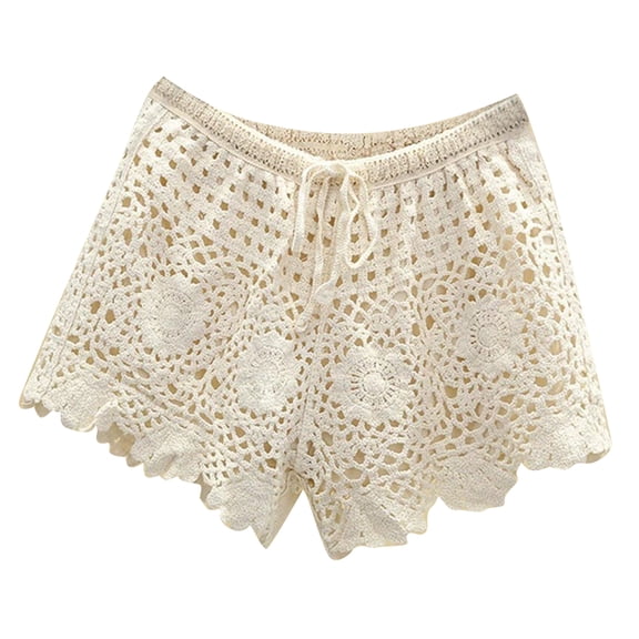 Lace Hollow Out Women's Shorts High Elasticity Comfortable Girls' Fashion Bottoms for Casual Wear and Beach Outfits