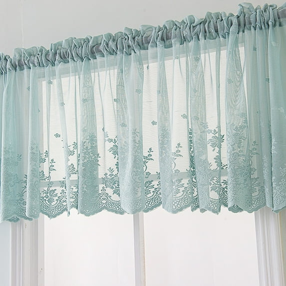 Lace Kitchen Curtains White Lace Valances Curtains for Bathroom Bedroom Windows Embroidered Translucent Curtains Short Embroidered Kitchen Window Valance for Living Room Dining Room