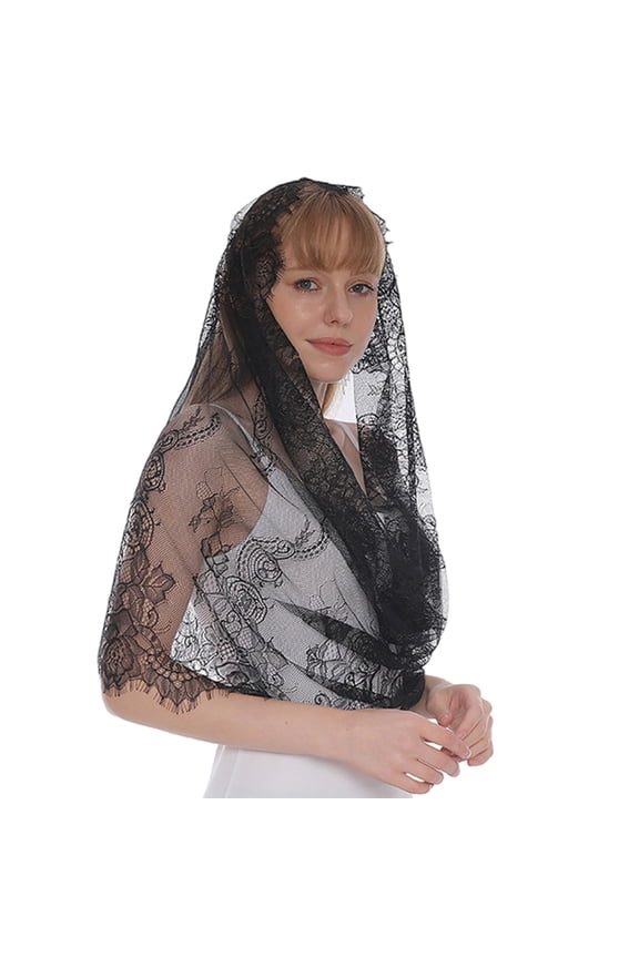 Lace Latin Scarf Seethrough Everyday Wear Head Covering Mantilla Head Veil for Wedding Church Prayer Women Headpiece