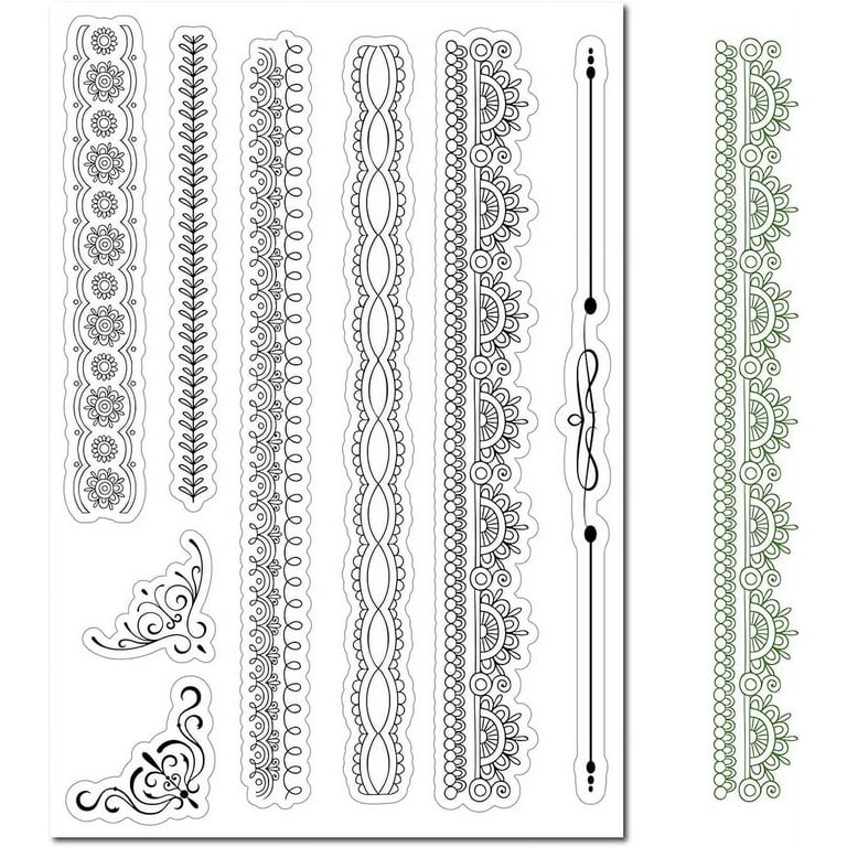 Vintage Flowers Clear Stamps for Card Making and Photo Album Decorations,  Lace Flowers Stamps, Flower Frame Transparent Silicone Clear Stamps for