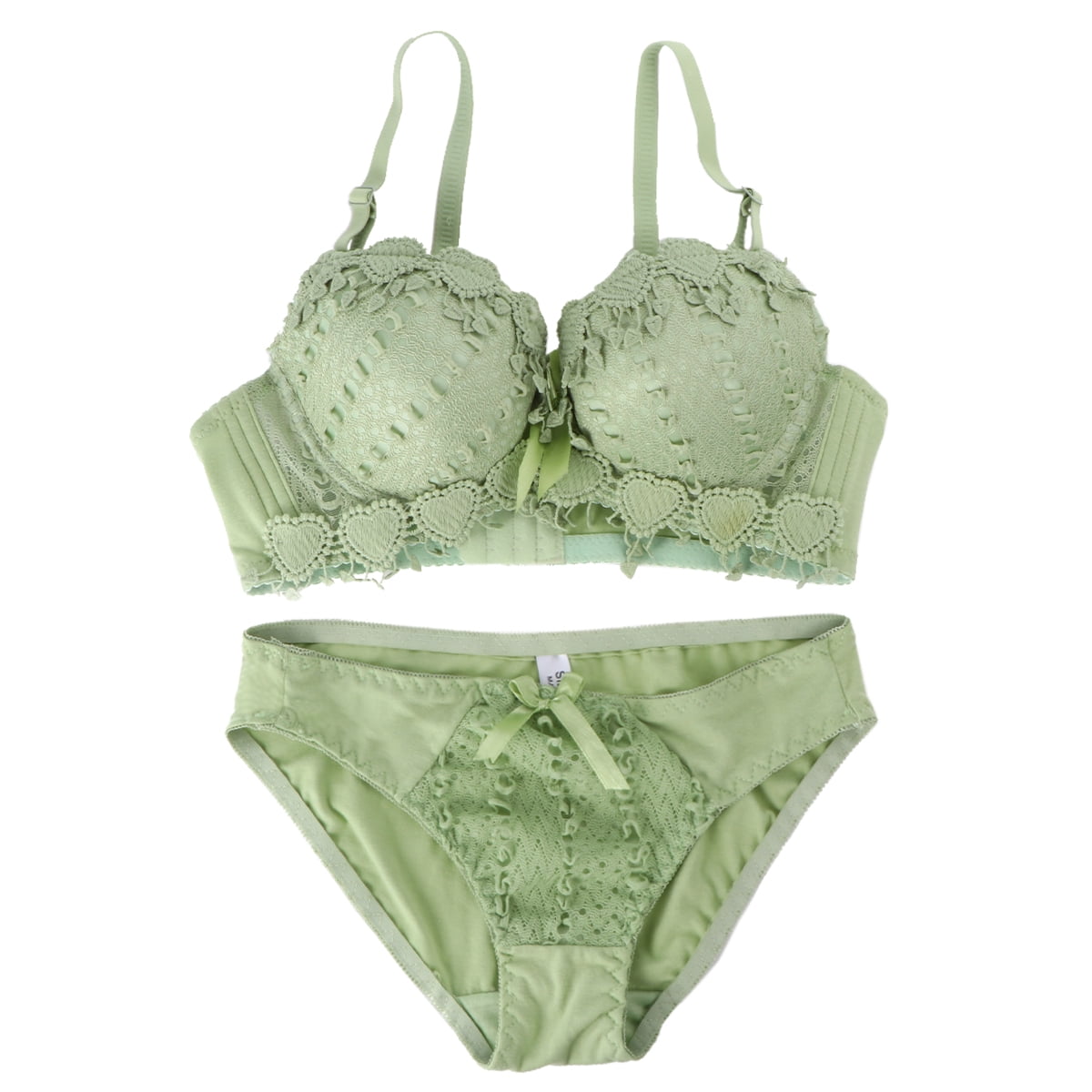 New Japanese Bra Briefs Set Compatible With Women Push Up Brassiere Fashion  Tank Top Underwear Sexy Ice Silk Panties Female Sexy Lingerie Set (Color :  Green single piece, Cup Size : 80B) 