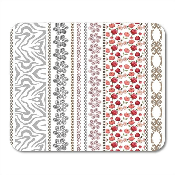 Lace Looking Vintage Silk Bohemian and Floral Patterns Zebra Paisley Borders Roses Ethnic Collection Mousepad Mouse Pad Mouse Mat 9x10 inch