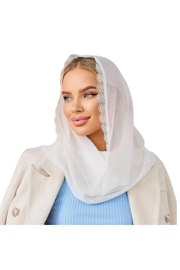 Lace Mantilla Breathable Scarf Shawl Lightweight Head Covering for Women Church Prayer Mass and Daily Use