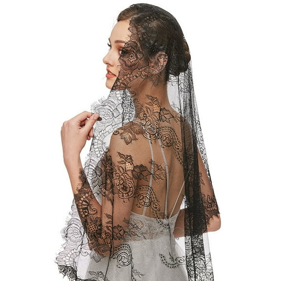 ✪ Lace Mantilla Catholic Church Veil Floral Pattern Scarf for Head Coverings for W
