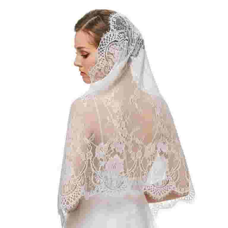Lace Mantilla Veil Soft Comfortable Exquisite Floral Design for