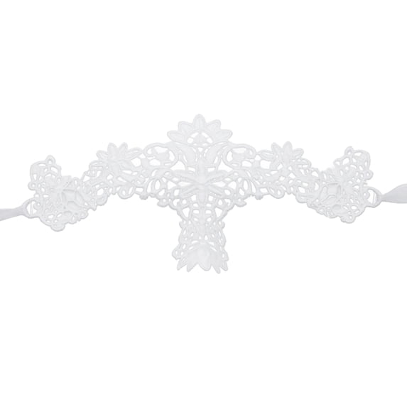 Lace Masquerade Mask for Women 8 Inch White Lace Eye Mask Floral Filigree Masquerade Accessory for Masquerade Party Halloween Events, 1 Pack