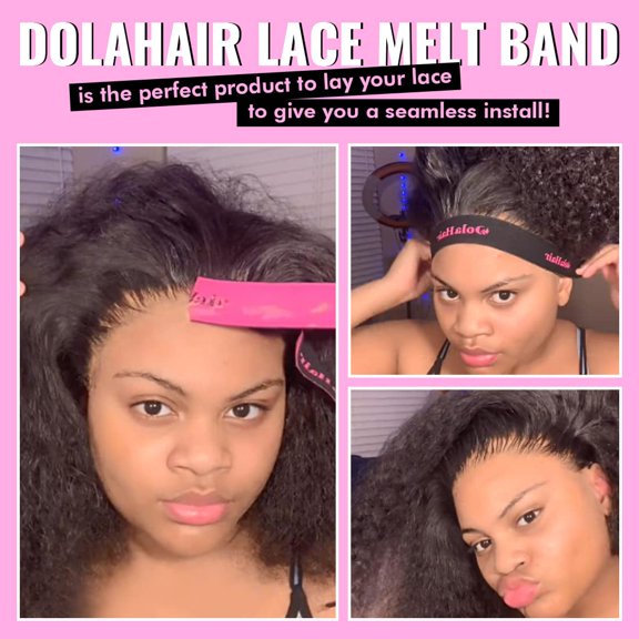 Lace Melting Band - Elastic Edge Wrap for Wigs, 4PCS Bands to Lay and Hold Edges in Place Pink,Black 1 Count (Pack of 4)