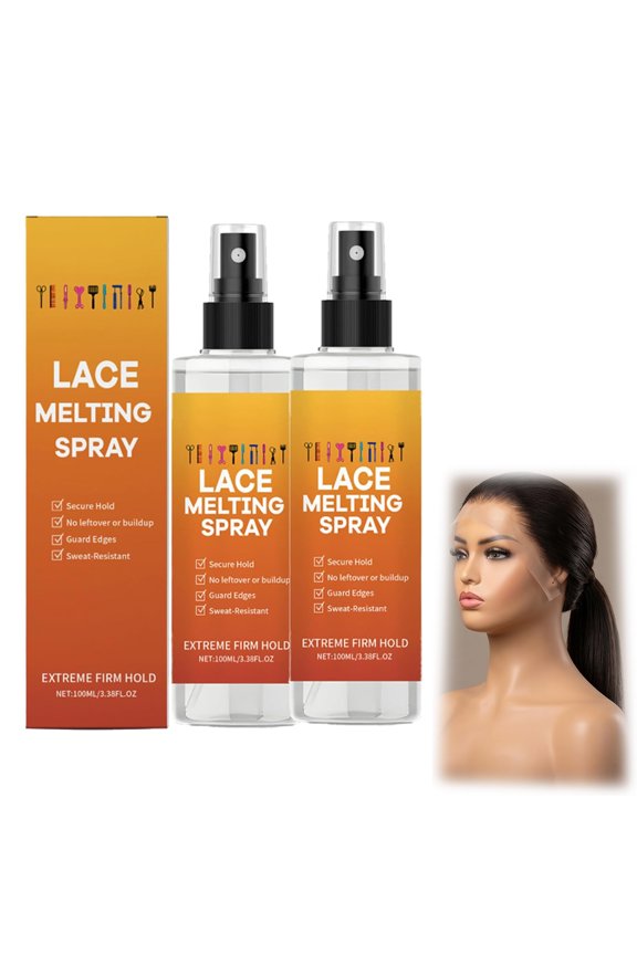 Lace Melting Spray – Extra Hold Wig Adhesive, Invisible Matte Finish, Natural Hairline Blend, Sweat-Resistant Lace Bond(2PCS)