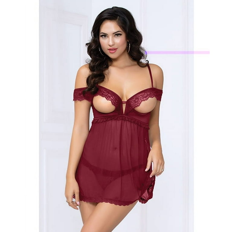 Enticing Lace And Satin Underwired Babydoll