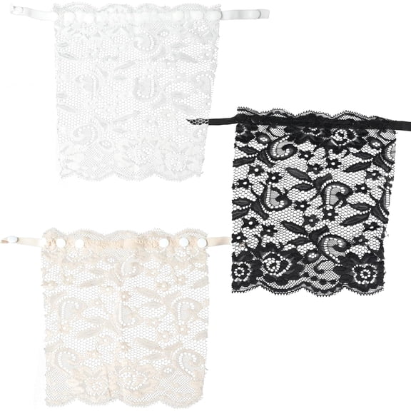 Lace Modesty Panels, 3-Pack, Black White Beige, Adjustable For Low-Cut Dresses