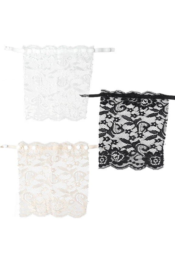 Lace Modesty Panels, 3-Pack, Black White Beige, Adjustable For Low-Cut Dresses