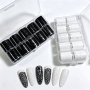 Lace Nail Foil Stickers Rolls Transfer Art White and Black for DIY Decoration 20 Rolls