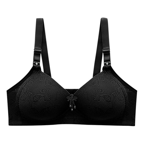 Lace Nursing Bra Women Convertible Bra Feature V-Neck Wire-Free Bra Style W-1704 Black XL