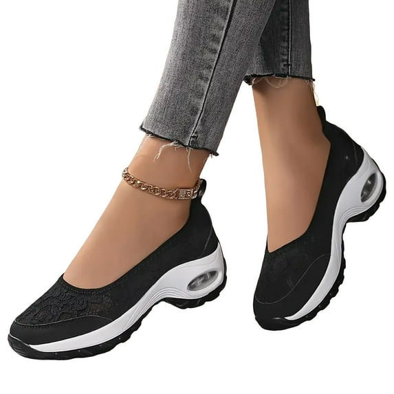 Lace Orthopedic Walking Shoes for Women 2025 Comfortable Platform Slip on Loafers Fashion Sneakers