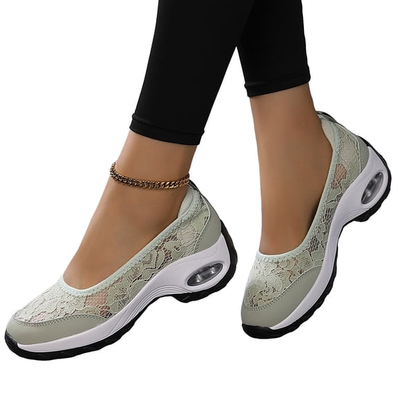 Lace Orthopedic Walking Shoes for Women 2025 Comfortable Platform Slip on Loafers Fashion Sneakers